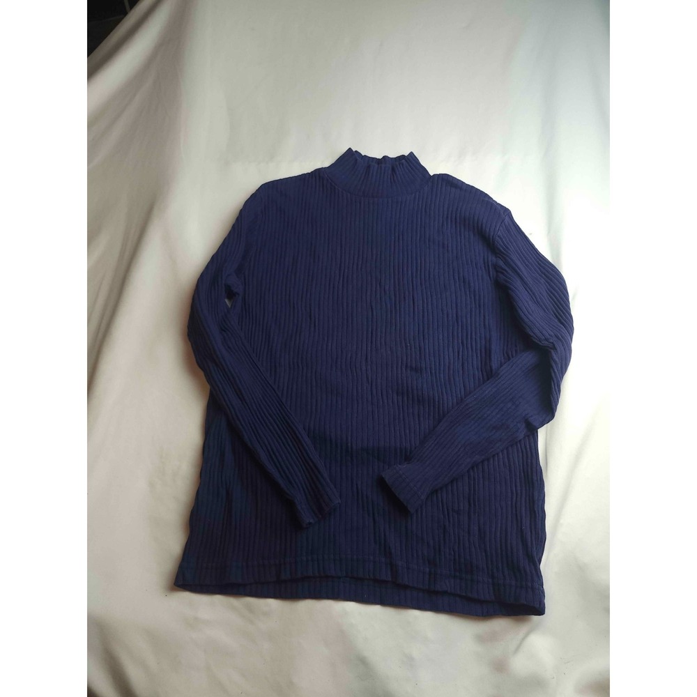 Vintage 90s Y2K All Points Sweater Womens Small Blue Preppy Pullover Cotton